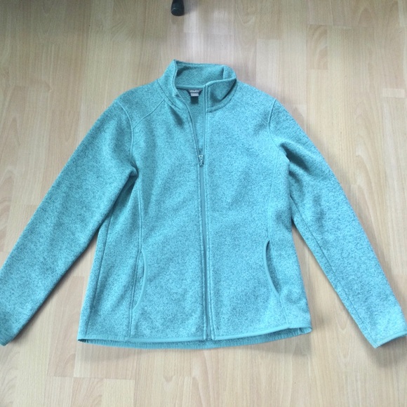 Eddie Bauer Large Zip Up Fleece jacket Teal Cozy - Picture 10 of 14